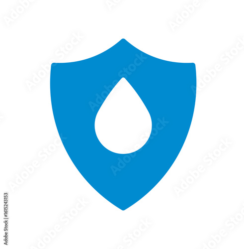 Shield icon with water drop for water resistance index, protecting the device.