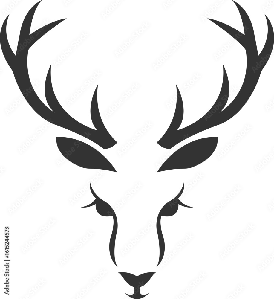 Obraz premium Deer head silhouette, deer face vector illustration