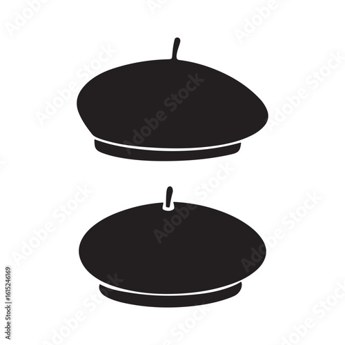 Classic Black Beret Hat Fashion Accessory Silhouette Vector