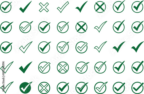 Green checkmarks and crosses check mark cross mark, check mark, cross mark, green, symbols, icons, selection, approval, rejection, yes, no, correct, incorrect, choice, decision, graphic, design, ui, u