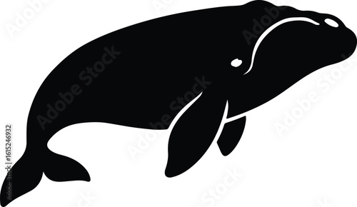 Silhouette bowhead whale swims gracefully underwater vector illustrator