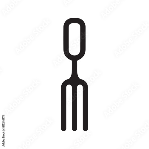 Simple Black Garden Fork or Pitchfork Hand Tool Icon