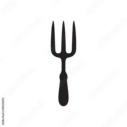 Simple Black Garden Fork or Pitchfork Hand Tool Icon