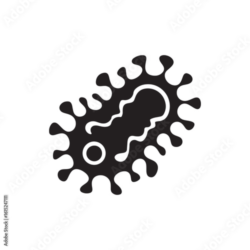 Abstract Black Microbe or Virus Germ Icon Design Illustration