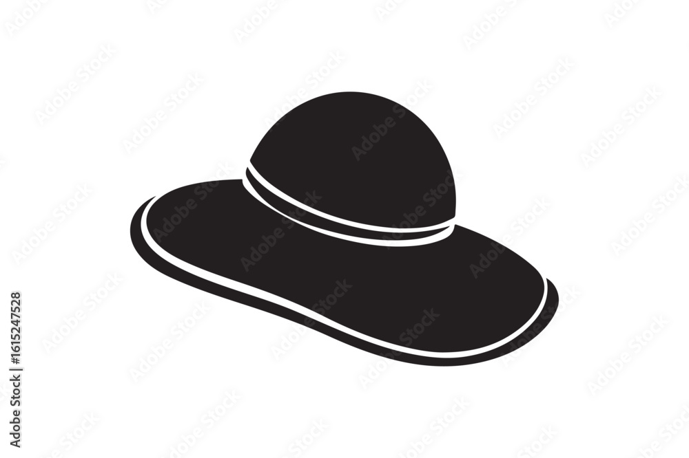 Sun Hat Silhouette Icon for Summer Beach Vacations Sun Hat Silhouette Icon for Summer Beach Vacations
