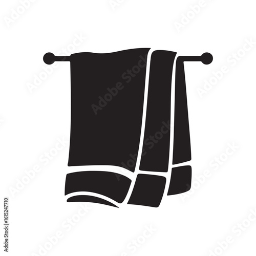 Soft Towel Hanging on a Bathroom Rack Silhouette