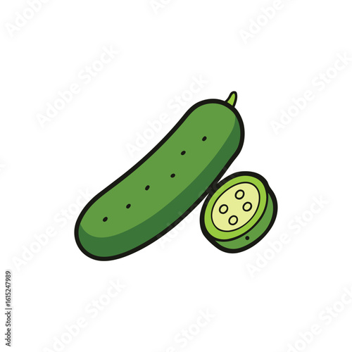 green cucumber on white background