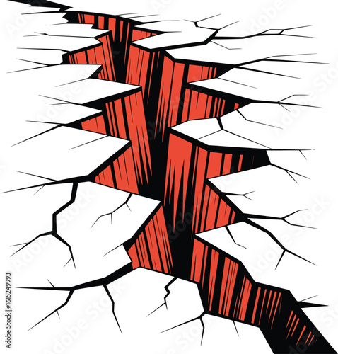 Cracked Ground with Deep Fissure Vector – Earthquake or Fault Line Concept