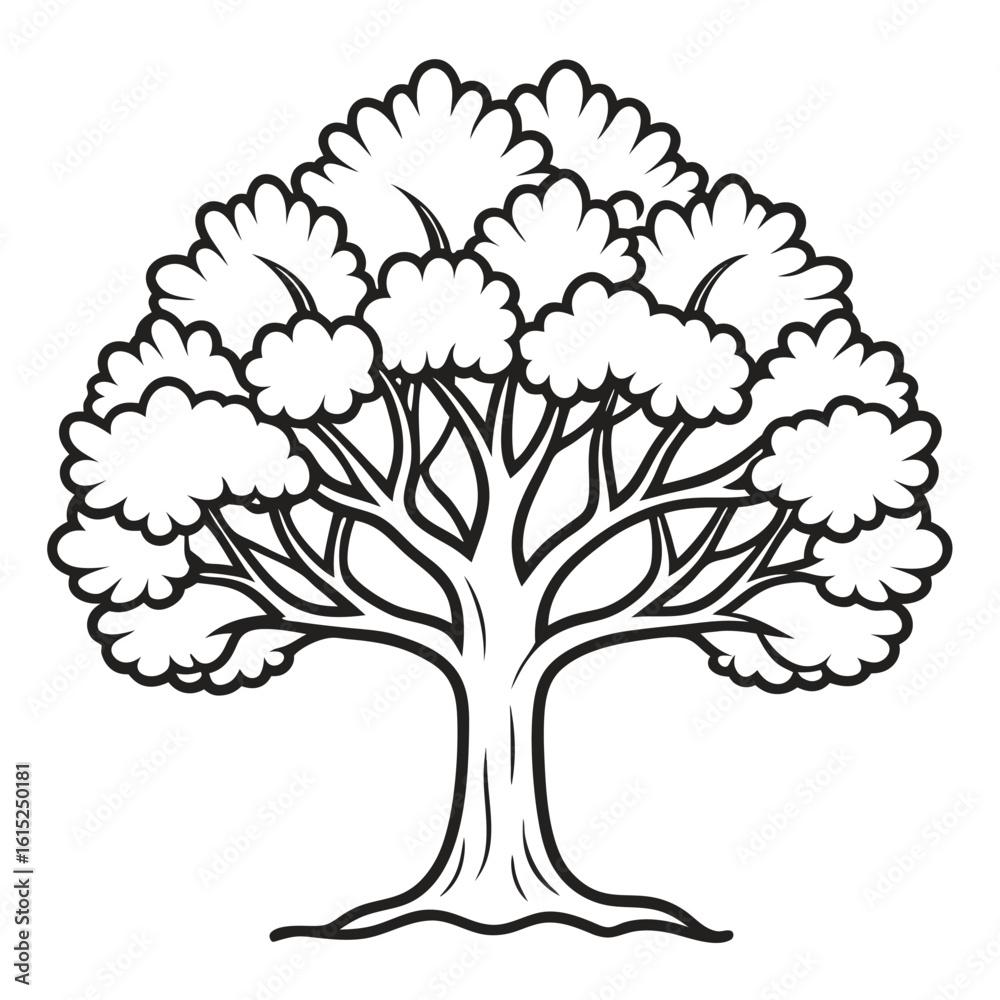 Fototapeta premium oak tree outline vector isolated on white