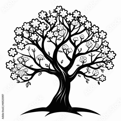 cherry blossom tree outline vector