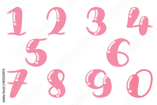 Wallpaper Mural Pink Balloon Style Numbers 0–9 on Transparent Torontodigital.ca