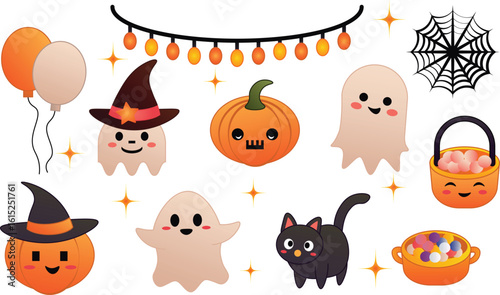 Halloween set vector outline and shape