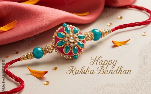 Indian festival Raksha Bandhan with beautiful Rakhi bracelet.
