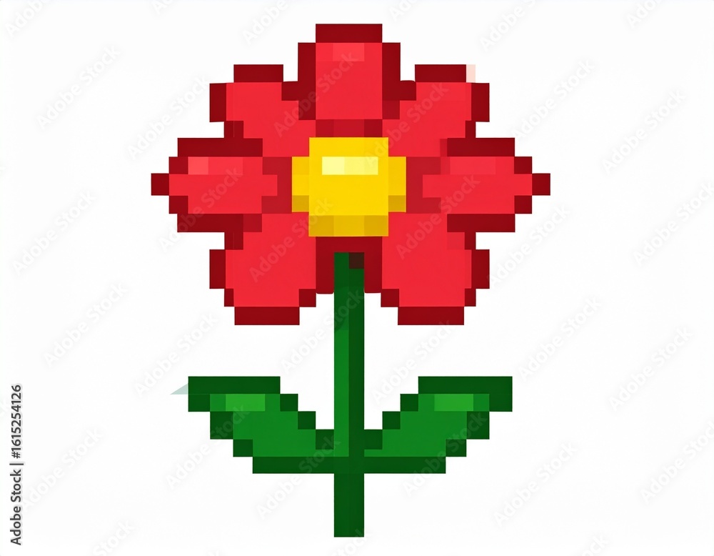Fototapeta premium pixel flower Rose pixel art illustration