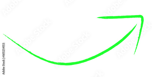 Dynamic green arrow curves upwards, symbolizing growth, progress, and positive momentum in business and finance