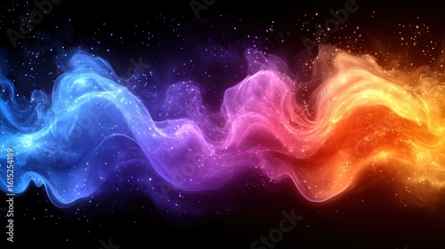 Abstract swirling colors on black background