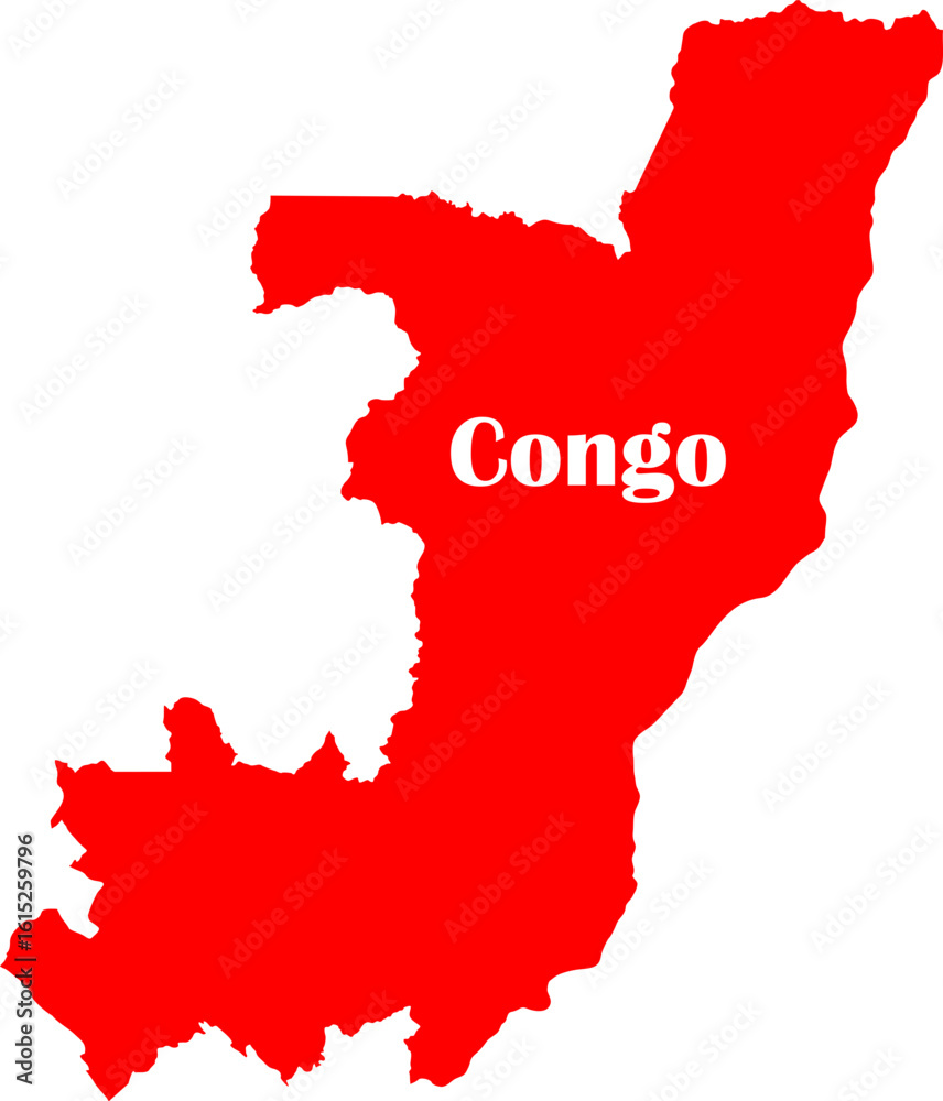 Fototapeta premium Congo Country Map with National Flag Design | Vector Illustration