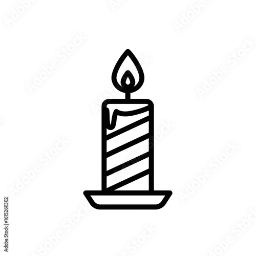 Illustration of a striped candle with a flame burning silhouette