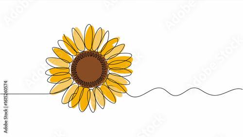 Elegant Sunflower Line Art on White Background Single Continuous Line Illustration for Print and Digital Design Projects