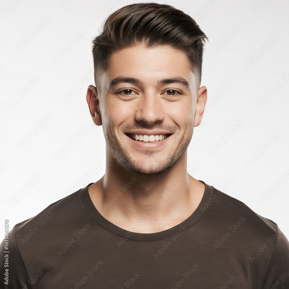 Obraz premium A Confident Smile: Captivating headshot of a cheerful individual exudes genuine happiness, inviting an instant connection, ready to enhance any project.