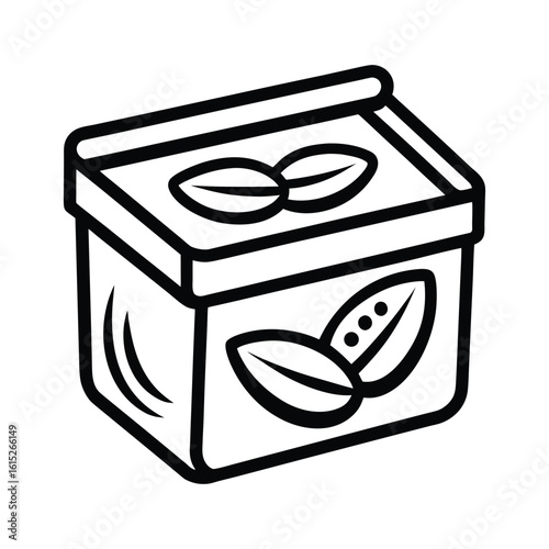 Clean outline illustration of a paleo nut butter box