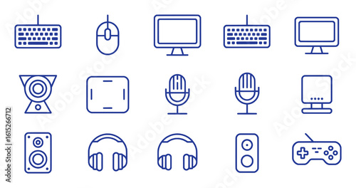 Computer peripherals and audio equipment icons keyboard mouse