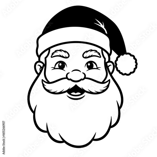 Illustration of santa claus face with hat and beard silhouette