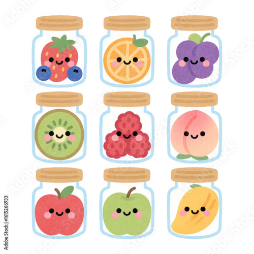 Set of Fruits jars 