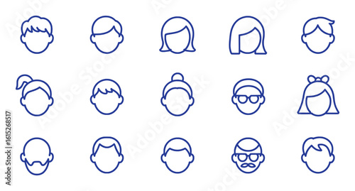 Diverse human faces with various hairstyles and accessories people heads