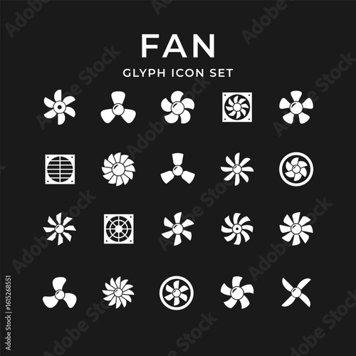 Set glyph icons of fan