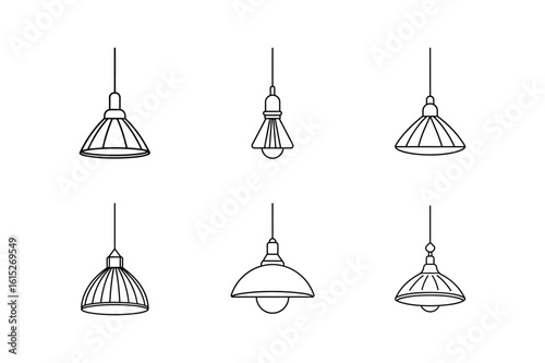 pendant light line art vector illustration