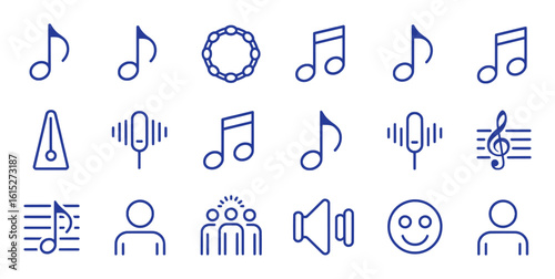 Musical Notes Symbols Collection With People And Sound Icons vector