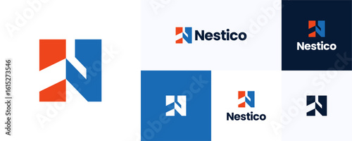 Creative modern letter N logo icon design vector illustration element, Symbol initial alphabet sign with minimalist abstract concept, Usable for brand identity and business company