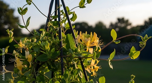 Honeysuckle Flower on Trellis Plant