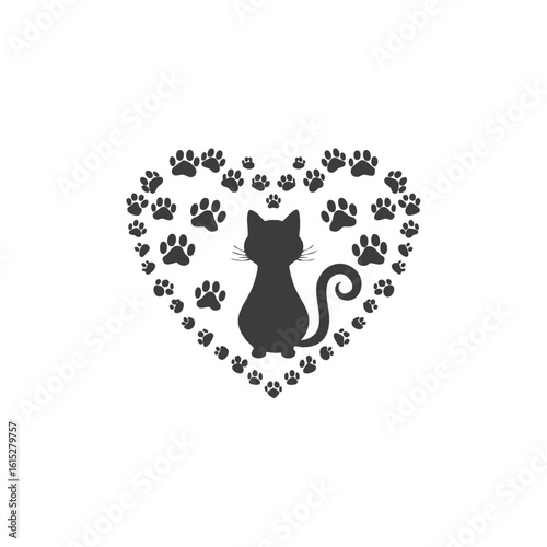 A clean cat silhouette vector icon set in minimalist style featuring various feline poses, perfect for pet designs, logos, stickers, and digital artwork in high-resolution flat design

