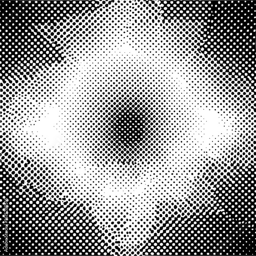 Halftone pattern with radial gradient effect showing a central dark area fading to white edges and corners