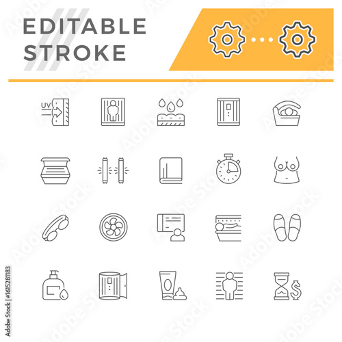 Set line icons of solarium