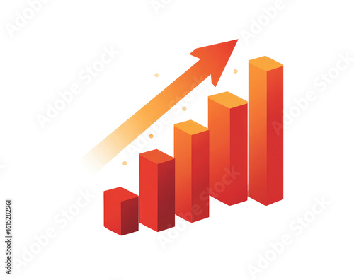 3D bar graph icon with a rising arrow, showcasing growth and success. Free Download 3D bar graph icon with a rising arrow, showcasing growth and success. - GFXLoad