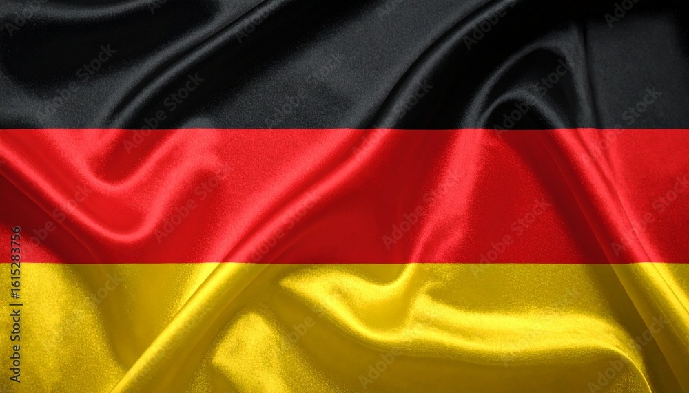 Naklejka premium German flag with bold black, red, and gold stripes—evoking unity, democratic values, and the strength of a nation shaped by resilience and renewal.