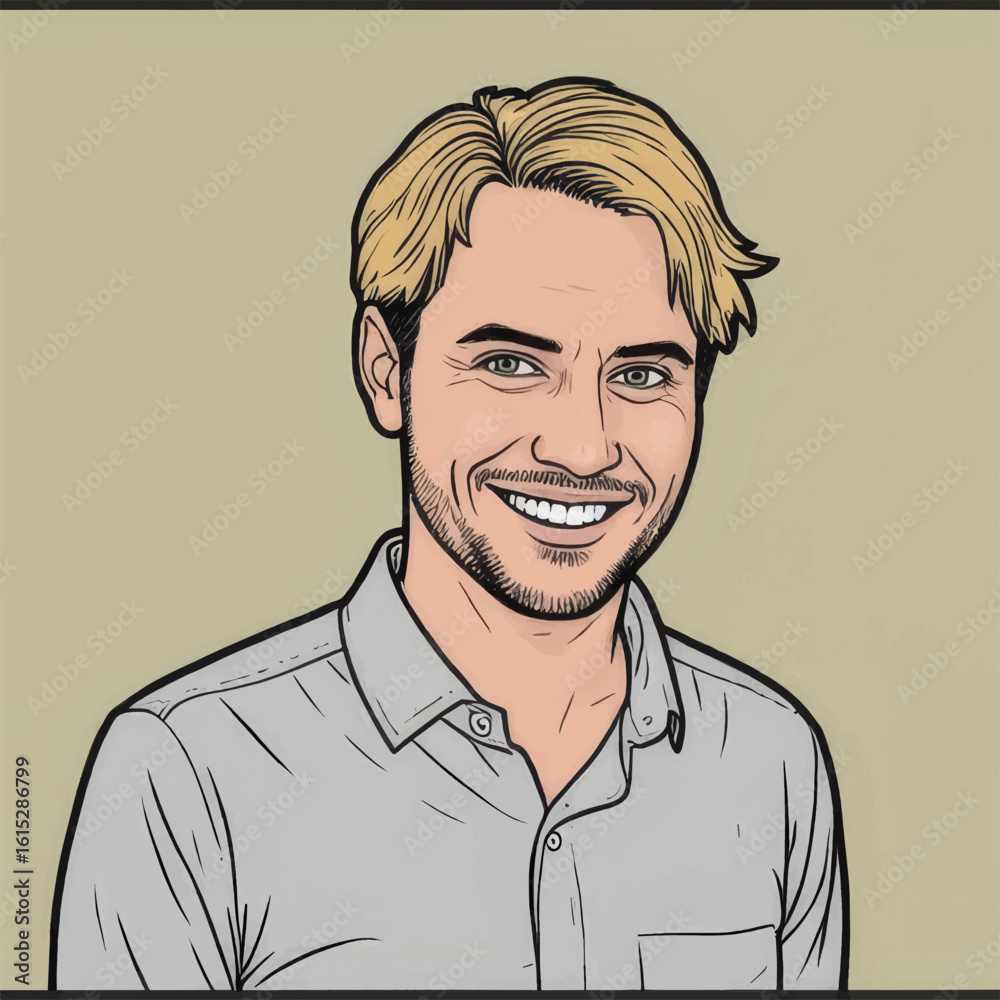Obraz premium Young man smiling in casual shirt with light background 