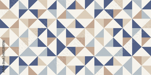Retro style diagonal stripes and angular shapes. quilt blocks design, seamless repeating vector pattern, Abstract simple geometric background for fabric, textile design or interior decoration. colors