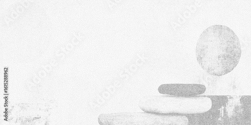 Blurry image of black circle. Handmade stipple sketch, halftone dot pattern, photocopy paper feel and threshold details, vintage printed style.