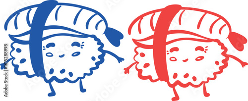 Cute sushi character japanese cuisine	
