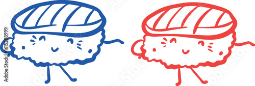 Cute sushi character japanese cuisine	

