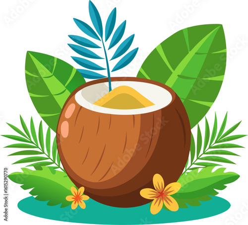 Mark your calendars for World Coconut Day on September 02 with this charming and tropical-themed coconut illustration ,