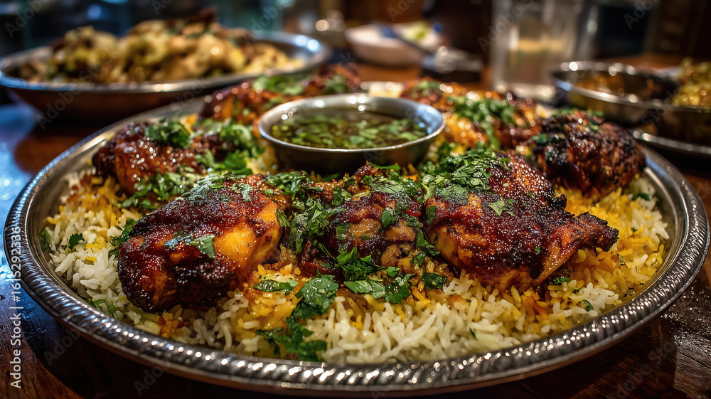 Roasted Chicken with Rice and Herb Garnish Roasted Chicken with Rice and Herb Garnish
