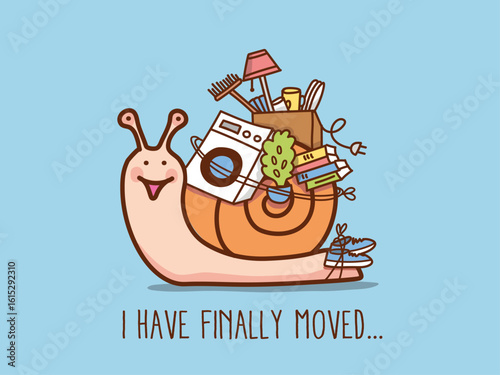 Snail who is moving household goods