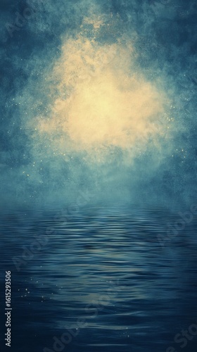 Water Surface with Light Reflection and Dreamy Sky Background