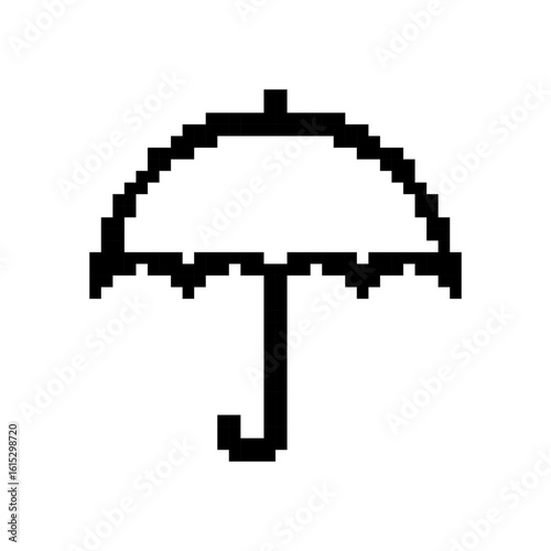Umbrella pixel icon. Rain, weather, meteorology, insurance. Pixel art.