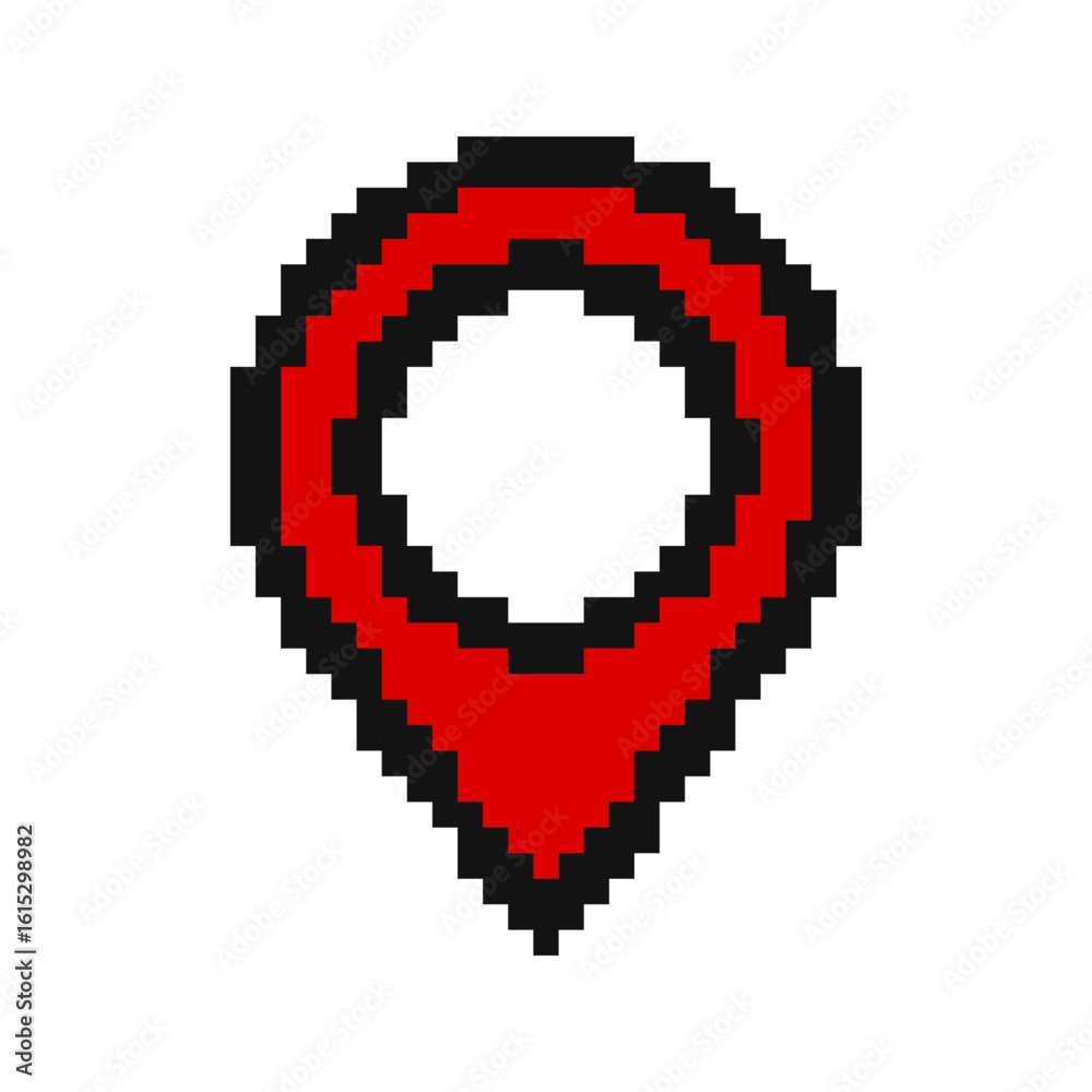 Obraz premium Map pin pixel icon. location and pointer symbol. Pixel art.